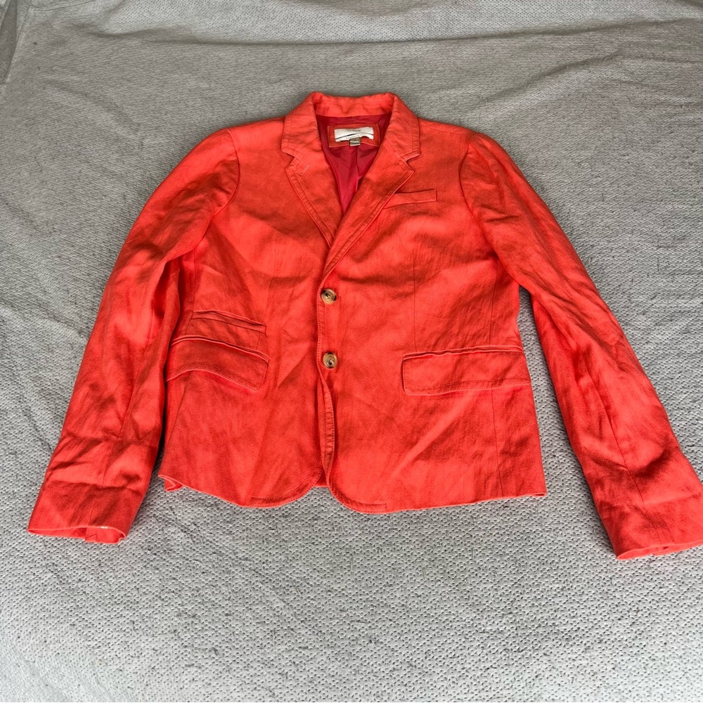 J. Crew Bright Coral Schoolboy Classic Blazer Size 10 EUC
